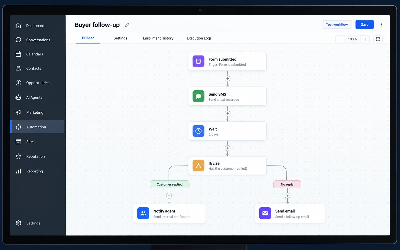 GHL service example: Automation / Buyer follow-up